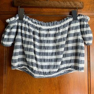 Aerie navy blue and white striped crop top